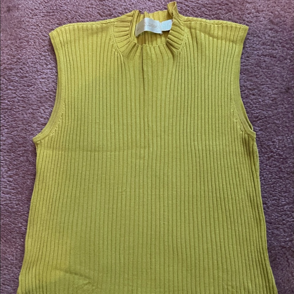 Ladies Dana Buchman mock neck lime green knit top med.